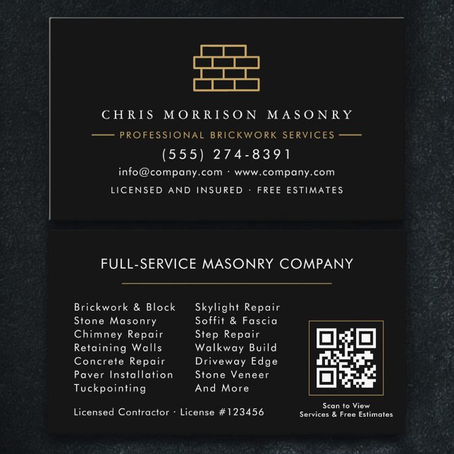 Stone Masonry Brick Mason Company QR Code Visitkort (Skapare uppladdad)
