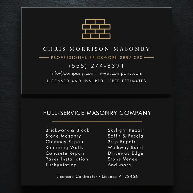 Stone Masonry Brick Mason Contractor Company Visitkort (Skapare uppladdad)