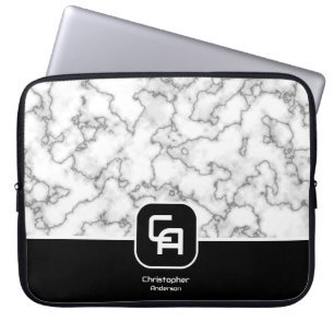 Stone Monogram Black White Laptop Fodral