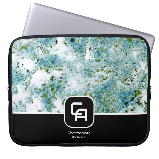 Stone Monogram Blue Laptop Fodral (Framsidan)