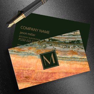 Stone Monogram Marble Orange ID332 Visitkort