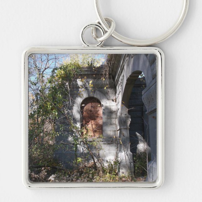 Stone och Brick Fyrkantig Silverfärgad Nyckelring (Framsidan)