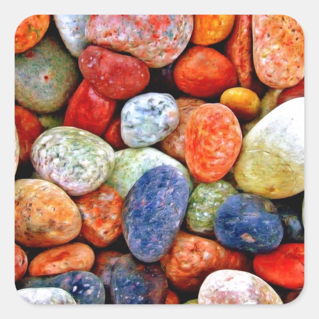 Stone & Pebble Fyrkantigt Klistermärke (Framsida)