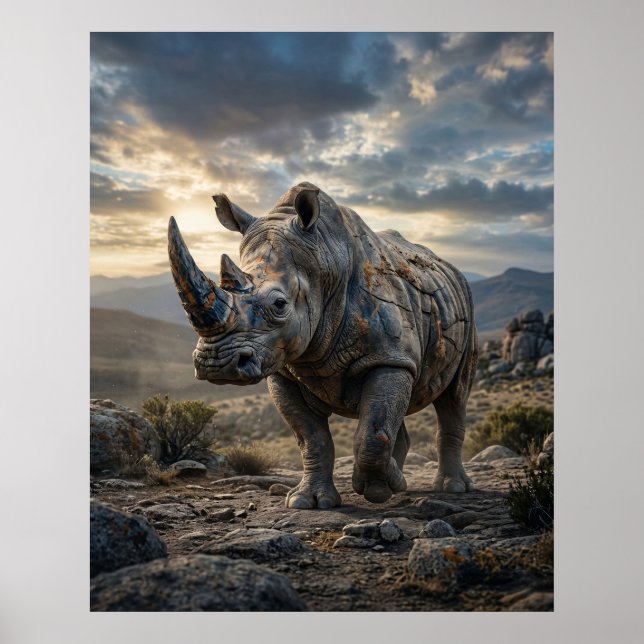Stone Rhino Rugged Plains Poster (Framsidan)