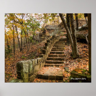 Stone Stairway på hösten - Heavener, Oklahoma. Poster