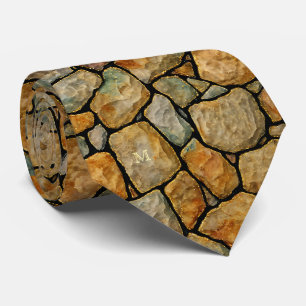 Stone Struktur Tie med gyllene accenter - Monogram Slips