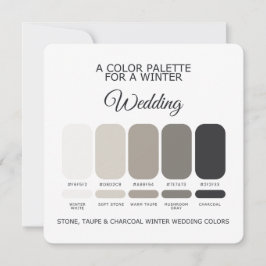 Stone Taupe Charcoal Winter Wedding Palette Card Inbjudningar
