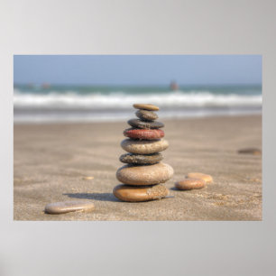 Stone Torn vid stranden Poster