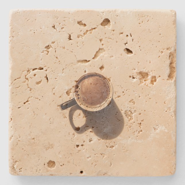 Stone travertine tan underlägg w/ kaffe image (Framsidan)