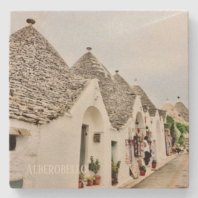Stone Underlägg Alberobello i Apulien, Italien (Framsidan)