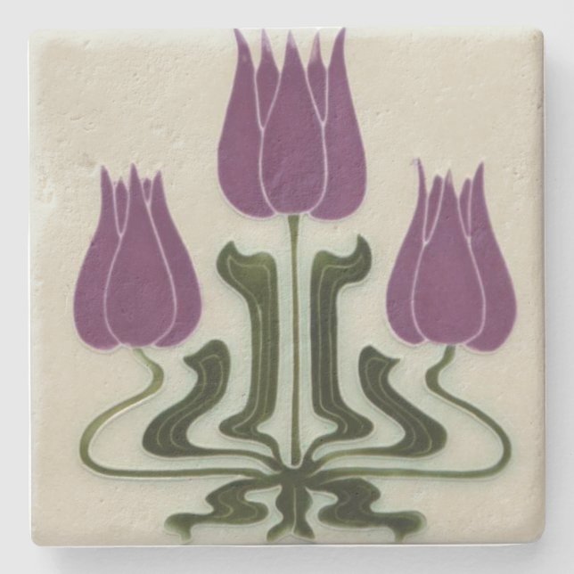 Stone Underlägg - Art nouveau Lila Tulips (Framsidan)