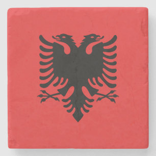 Stone underlägg med Flagga Albanien