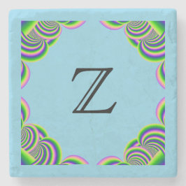 Stone Underlägg Monogram Multifärgad Ram & LtBlue