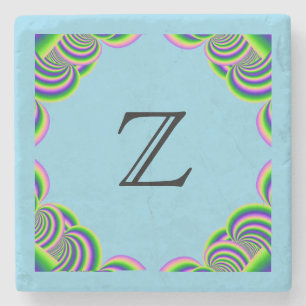 Stone Underlägg Monogram Multifärgad Ram & LtBlue