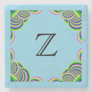 Stone Underlägg Monogram Multifärgad Ram & LtBlue