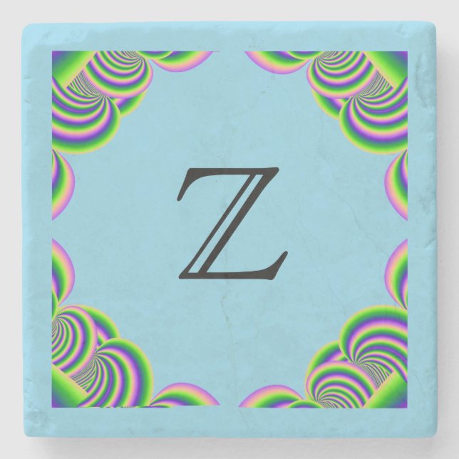 Stone Underlägg Monogram Multifärgad Ram & LtBlue (Framsidan)