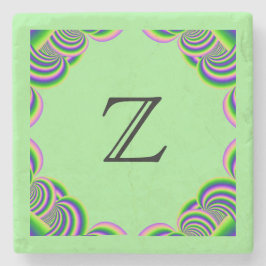 Stone Underlägg Monogram Multifärgad Ram och Grönt