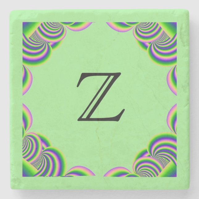 Stone Underlägg Monogram Multifärgad Ram och Grönt (Framsidan)