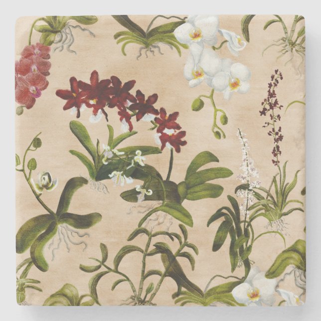 Stone Underlägg - Orchid Mönster i Beige (Framsidan)