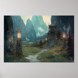 Stone väg som löper genom helig valley för att ge  poster