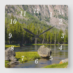 Stone vid Madison River Wall Clock Fyrkantig Klocka