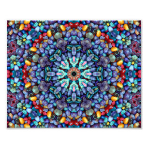 Stone Vintage Blue Fractal Kaleidoscope Fototryck