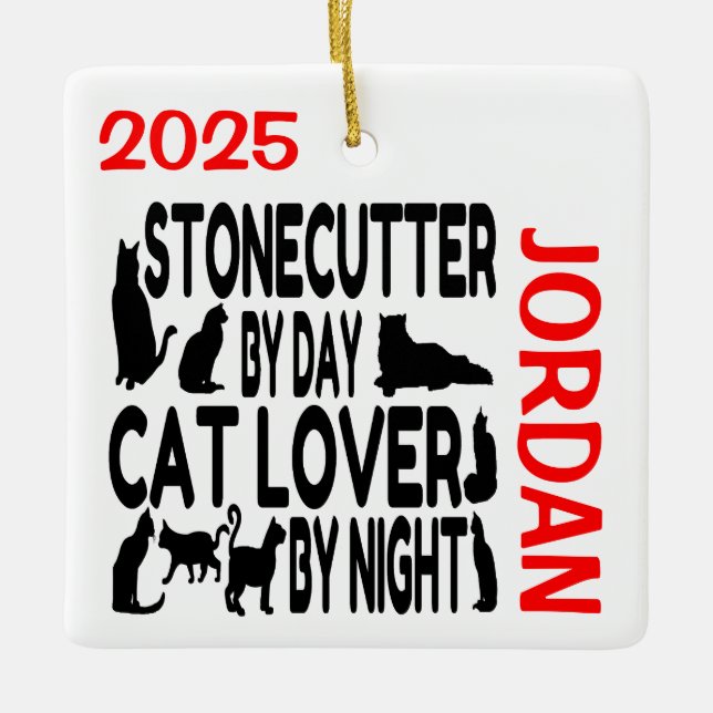 Stonecutter Kärlek Cats ANPASSNINGSBAR Julgransprydnad Keramik (Framsida)