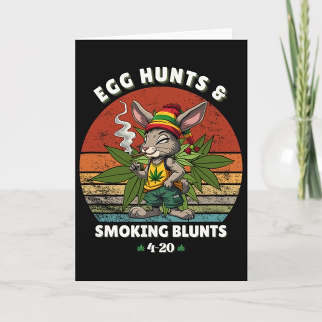 Stoned Påskharen Med Joint Påskdagen 1  Kort (Framsida)