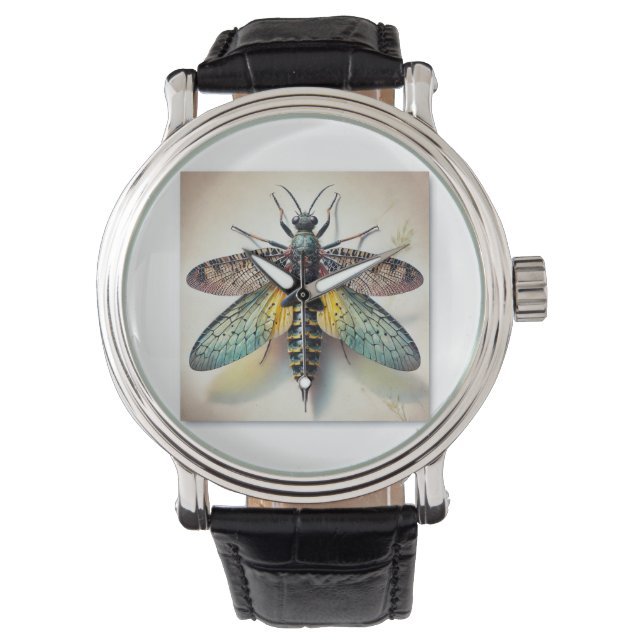 Stonefly Plecoptera 270824IREF228 - Watercolor Armbandsur (Framsida)