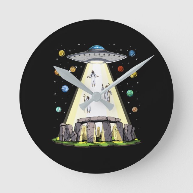 Stonehenge Alien Abduction Rund Klocka (Framsida)