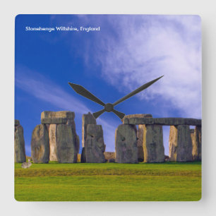 Stonehenge-bild för Round Large Wall Clock Fyrkantig Klocka