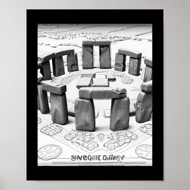 Stonehenge Blueprint Ancient Megalithic Sites Poster (Framsidan)