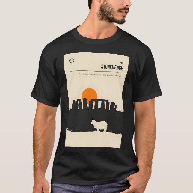Stonehenge Bok Cover Travel Poster T Shirt (Framsida)