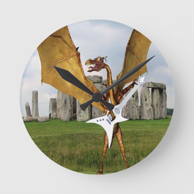 Stonehenge Dragon Rund Klocka (Framsida)