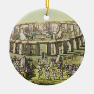 Stonehenge eller ett cirkulärtempel av druidsna, julgransprydnad keramik