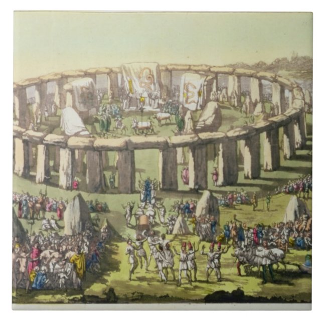 Stonehenge eller ett cirkulärtempel av druidsna, kakelplatta (Framsidan)