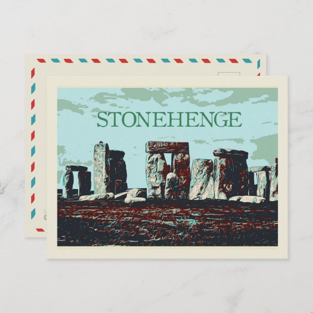 Stonehenge, England illustration Underbar UK UK UK Vykort (Fram/baksida)