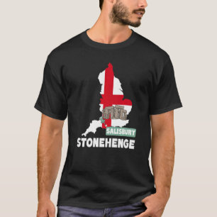 Stonehenge England Souvenir England Karta Stonehen T Shirt