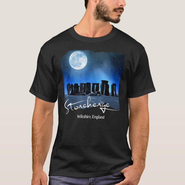 Stonehenge England Souvenir Stonehenge på natten T Shirt (Framsida)