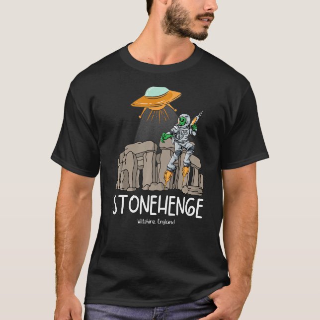 Stonehenge England Souvenir Utomjordingars & Flies T Shirt (Framsida)