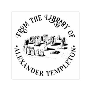 Stonehenge "från bibliotek i" Bok Namn-rundan Självfärgande Stämpel