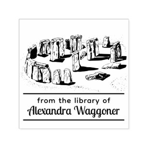 Stonehenge "från bibliotek i" Bok Namn Självfärgande Stämpel