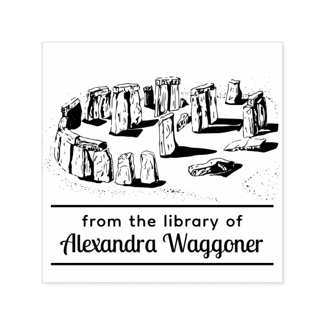 Stonehenge "från bibliotek i" Bok Namn Självfärgande Stämpel (Design)