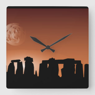 Stonehenge, historiskt solnedgång fyrkantig klocka