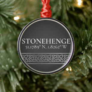 Stonehenge Latitude Longitud-Mörk Julgransprydnad Metall