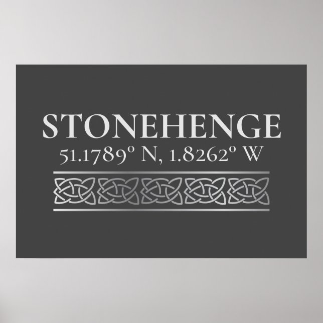 Stonehenge Latitude Longitud-Mörk Poster (Framsidan)