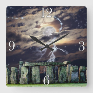Stonehenge Mystical Druid Art History Clock Fyrkantig Klocka
