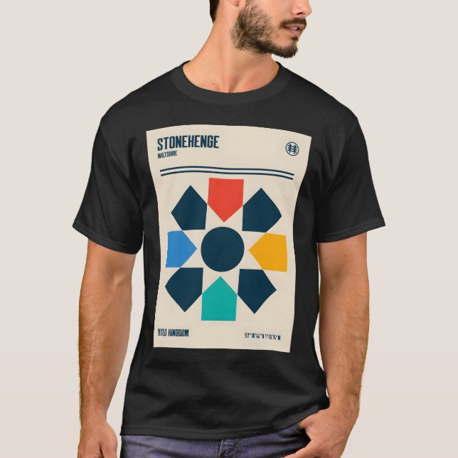 Stonehenge Retro Travel Art T Shirt (Framsida)