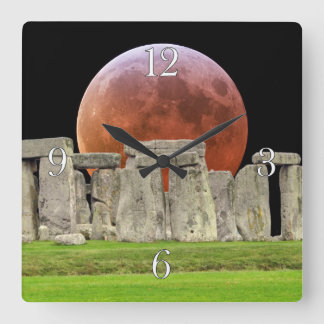 Stonehenge Stones & Blood Måne 2 Fyrkantig Klocka