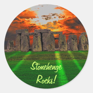 Stonehenge Stones in Sunset Runt Klistermärke